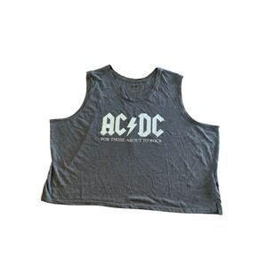 AC/DC For Those About To Rock Graphic Tank Top Heather Grey Womens Plus Size 3XL